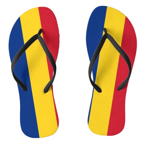 Adult Slim Straps with Flag of Romania Flip Flops