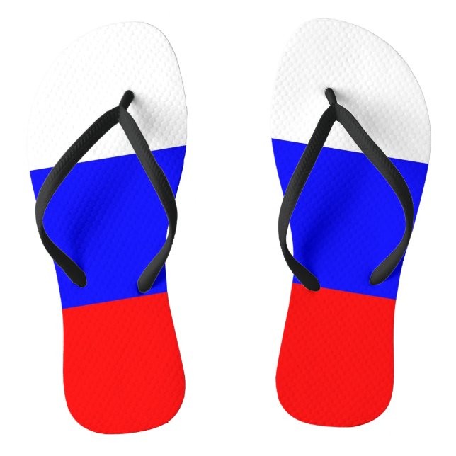 Adult Slim Straps with Flag of Russia Flip Flops (Footbed)