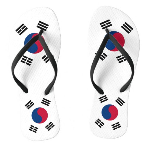 Adult Slim Straps with Flag of South Korea Flip Flops