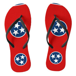 Adult Slim Straps with Flag of Tennessee, USA Flip Flops