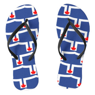 Adult Slim Straps with Flag of Toronto, Canada Flip Flops