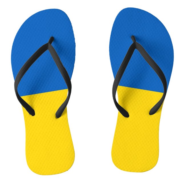 Adult Slim Straps with Flag of Ukraine Flip Flops (Footbed)