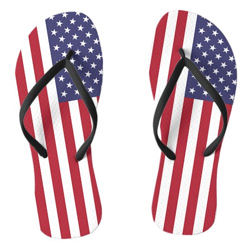 Adult Slim Straps with Flag of USA Flip Flops