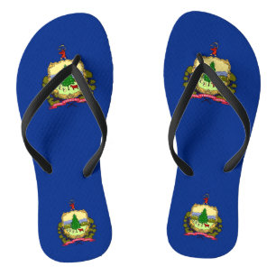 Adult Slim Straps with Flag of Vermont, USA Flip Flops