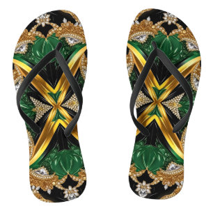 Adult Slim Straps with Jamaican Colors Flip Flops