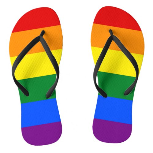 Adult Slim Straps with Pride Flag of LGBT Flip Flops