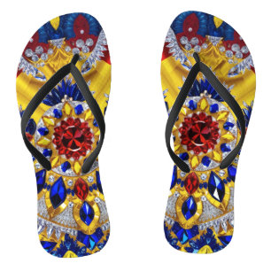 Adult Slim Straps with Romanian Colors Flip Flops