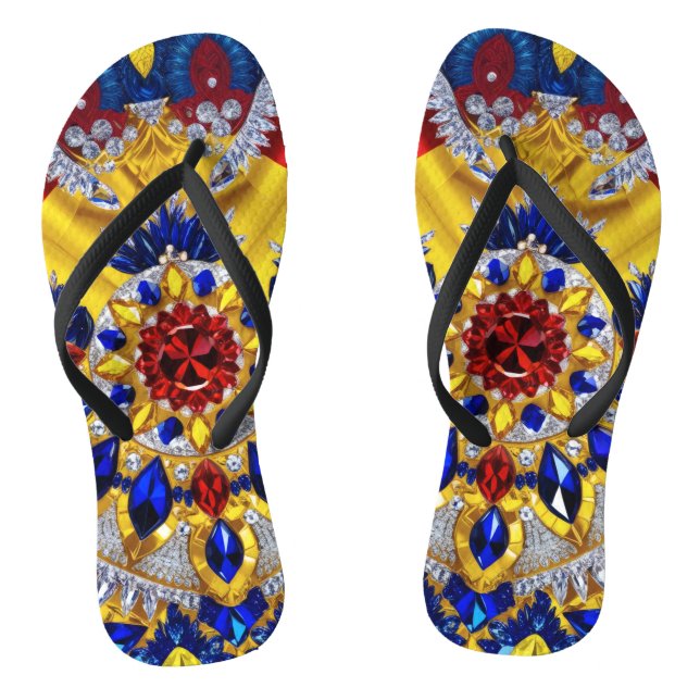 Adult Slim Straps with Romanian Colors Flip Flops (Footbed)
