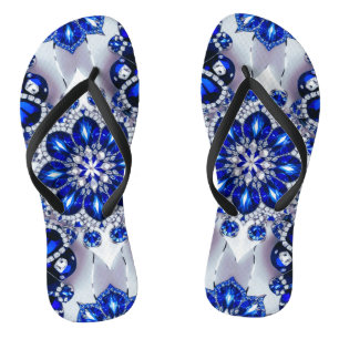 Adult Slim Straps with White Blue Colors Flip Flops
