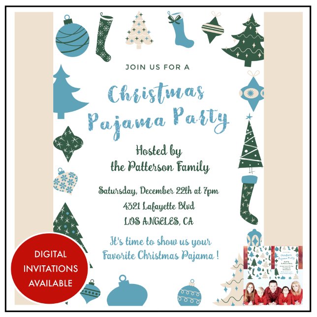 Adult slumber party invitation green blue (Creator Uploaded)