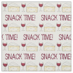 Adult Snack Time Red Wine and Brie Cheese Fabric