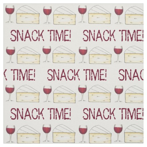 Adult Snack Time Red Wine and Brie Cheese Fabric