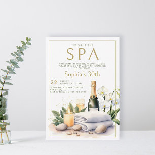Adult Spa Party Champagne Orchid 30th Birthday Invitation