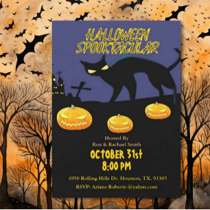 Adult Spooktacular Black Cat Halloween Invitation