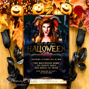 Adult Spooky Devil Halloween Party Invitation