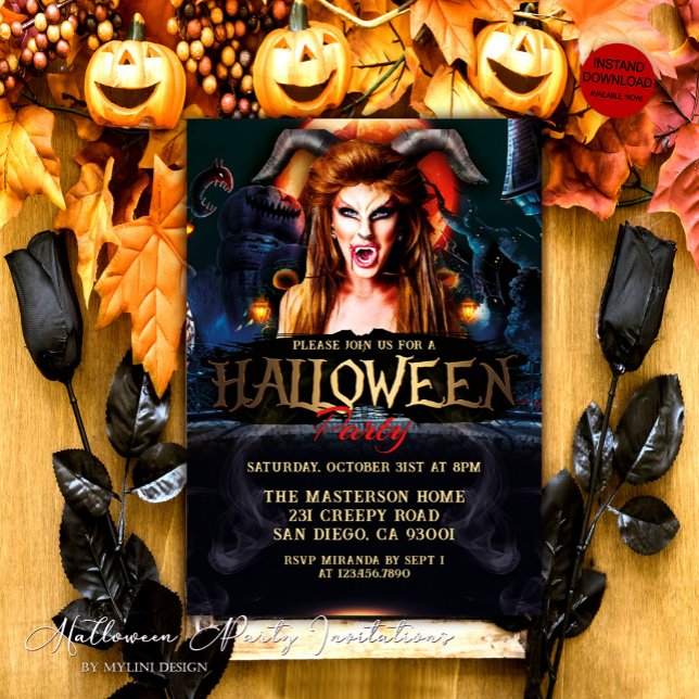 Adult Spooky Devil Halloween Party Invitation (Creator Uploaded)