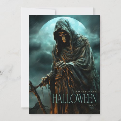 Adult Spooky Scary Grim Reaper Halloween Party Invitation