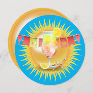 Adult summer cocktail sunny fun pool party invitation