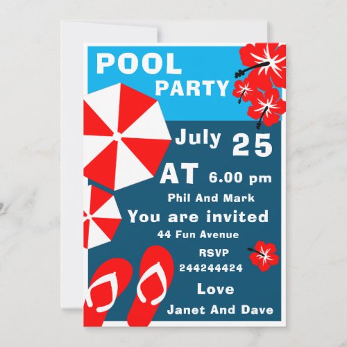 Adult Summer Pool Party Invitation