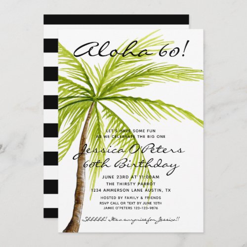 Adult Surprise 50th Birthday Tropical Aloha Party Invitation