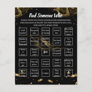 Adult Surprise Birthday Bingo Game Card Black