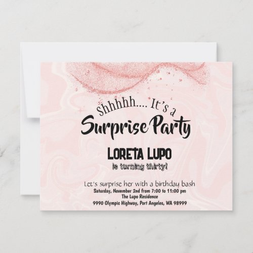 Adult Surprise Birthday Invitation Card Pink