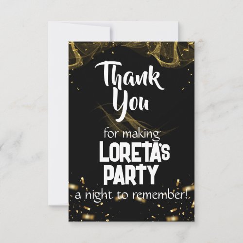 Adult Surprise Birthday Thank You Card Black