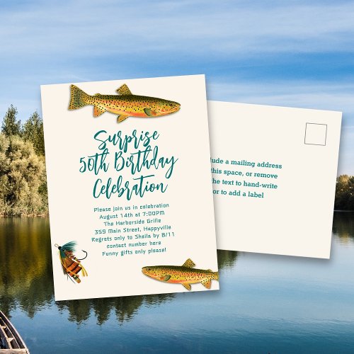 Adult Trout Fishing Birthday Party Invitations