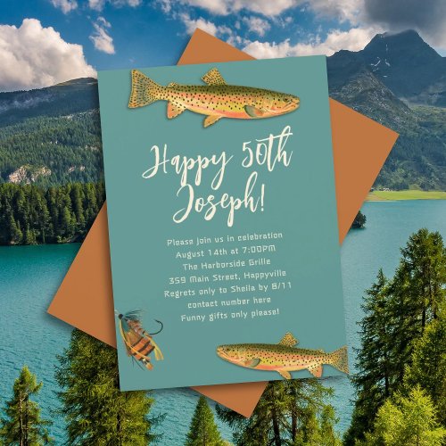 Adult Trout Fishing Themed Party Invitations