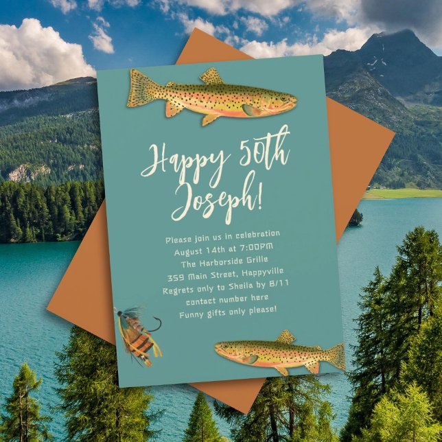 Adult Trout Fishing Themed Party Invitations (Creator Uploaded)
