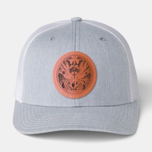 Adult trucker hat with judgement tarot card design
