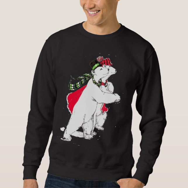 Adult Unisex Skating Polar Bear Sweatshirt (Front)