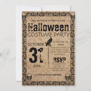 Adult Vintage Gothic Halloween Costume Party Invitation