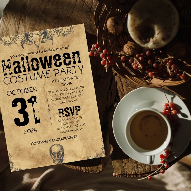 Adult Vintage Gothic Halloween Costume Party Invitation (Creator Uploaded)