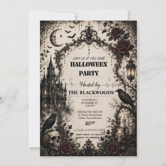 Adult Vintage Gothic Halloween Party  Invitation
