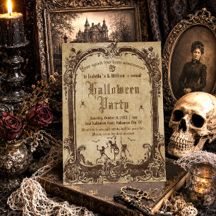 Adult Vintage Gothic Skul Halloween Party Invitation
