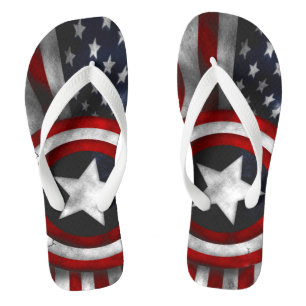 Adult, Wide Strap Flip Flops/American Flag Flops