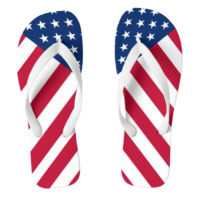 Adult, Wide Strap Flip Flops/American Flag Flops (Footbed)