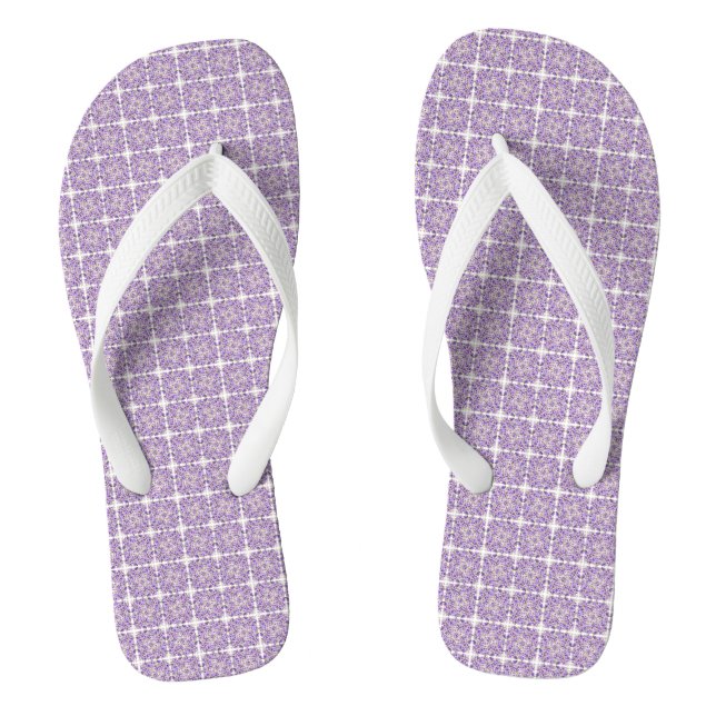 Adult, Wide Strap Flip Flops/Purple Abstract Flops (Footbed)