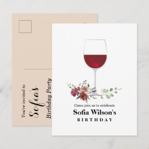 adult wine party invitation postcard