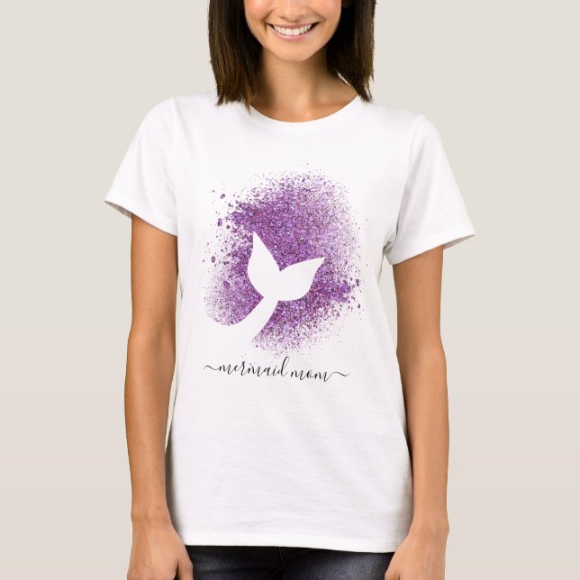 Adult Woman's Mermaid Mom Mermaid Tail T Shirt (Front)