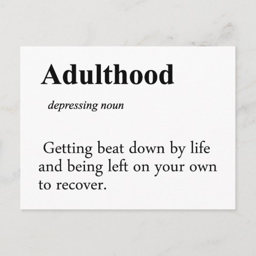 Adulthood Definition Postcard