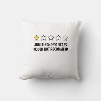Adulting 0/10 Stars Funny Throw Pillow Cover