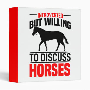 Adulting Introvert Equestrian Red Black Horse 3 Ring Binder
