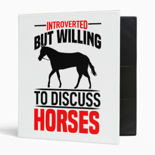 Adulting Introvert Western Equestrian Black Horse 3 Ring Binder