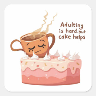Adulting Is Hard Cake Sticker - Funny Millennial