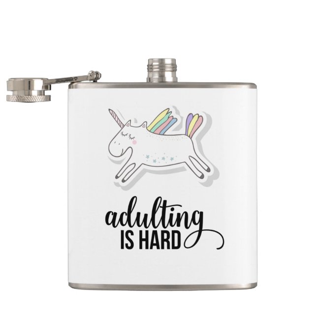 Adulting is Hard Funny Flask (Opened)