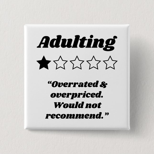 Adulting One Star Review Button (Front)