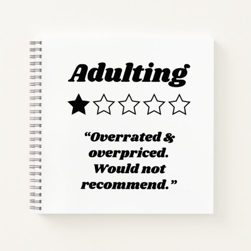 Adulting One Star Review Notebook