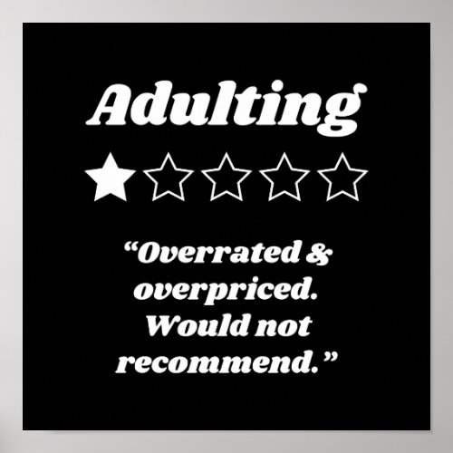 Adulting One Star Review Poster